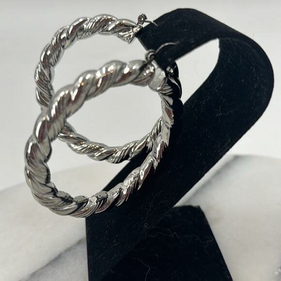 NWOT silver twisted large hoops - Picture 2 of 5